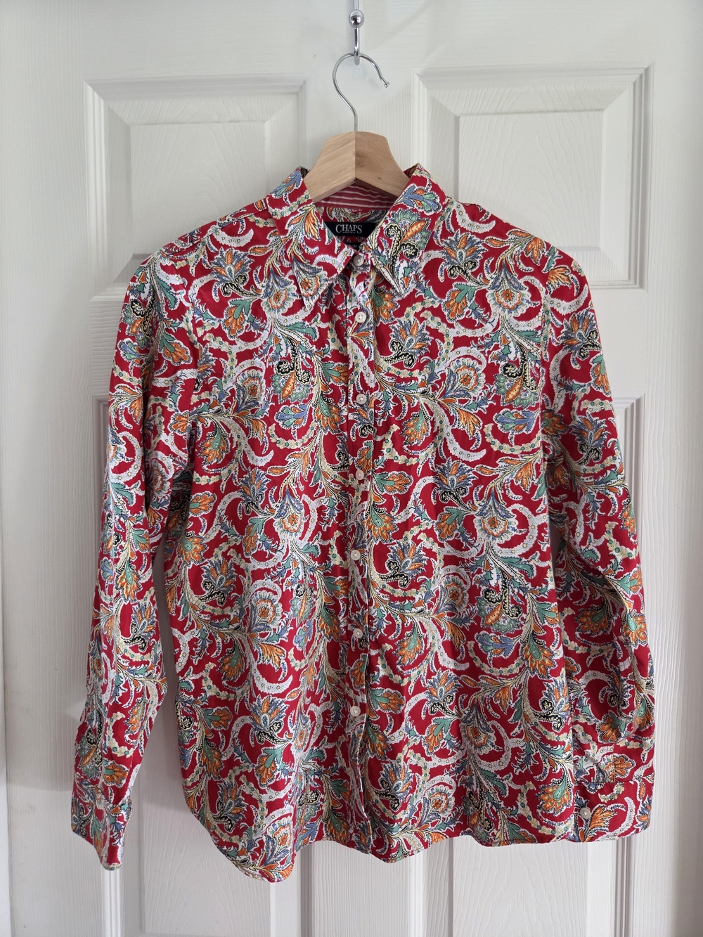Chaps Women’s Red Multicolor Paisley Button-Down Shirt